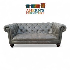Grey leather chesterfield sofa - leather,