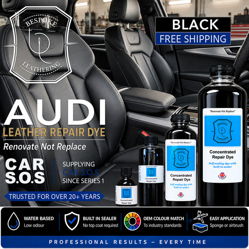 Audi black worn leather - worn,