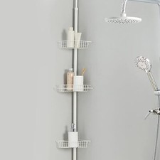 2-6 Tier Options Corner Shower Caddy,White, Stainless Steel, Adjustable to 267cm