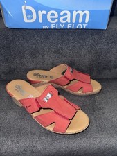 New Dream By Fly Flot Ladies Shoes/Sandals Red Leather 40 UK 7 slip on comfort