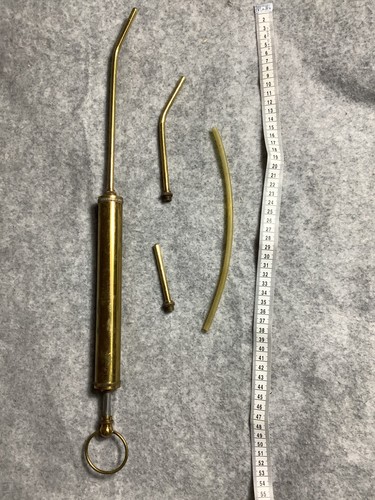 Vintage brass grease gun with - brass,