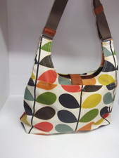 Orla Kiely etc large waterproof shoulder bag handbag stem design leather trim
