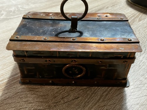 Arts crafts copper work box - &,
