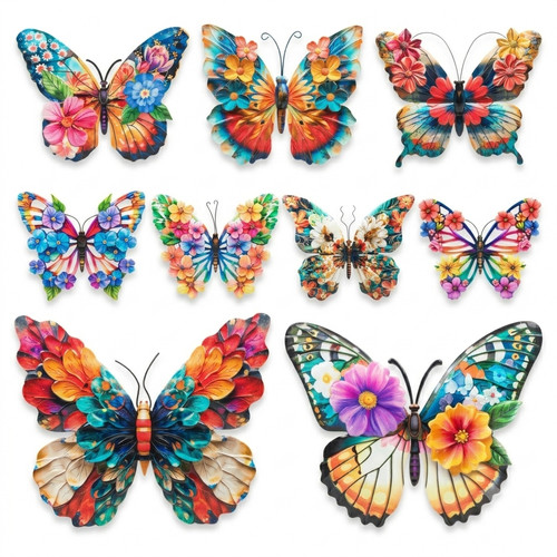Metal butterfly floral wall - metal,