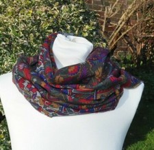 Scarf in Liberty Varuna Wool Collier Campbell purple red grey multi aztec