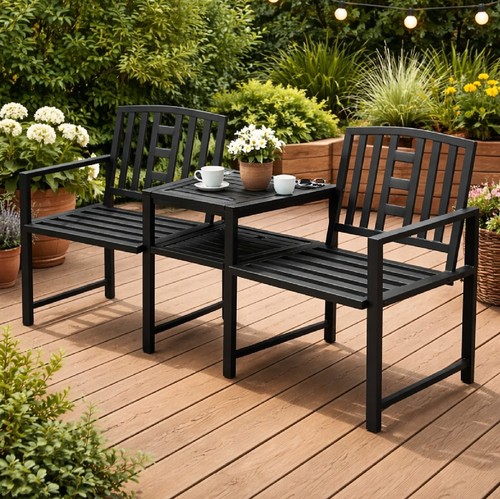 Garden love seat with table - garden,
