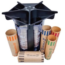 Coin Sorter Tube Coin Counter with Coin Wrappers,5-IN-1 Change Sorter4941
