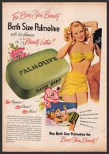 Palmolive Bath Soap 1940s Print Advertisement Ad 1949 Bare-skin Beauty