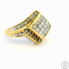 Vintage 10k Yellow Gold Ring with 1.20 ctw Diamonds Size 5 Estate