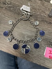 Viva Beads Blue & White Handmade Clay Charm Bracelet Toggle Clasp