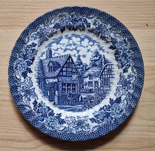 Rare British Anchor Transferware Blue & White Plate Merrie Olde England Pattern