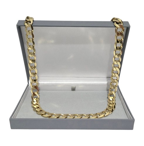 Mens 9ct gold 12mm curb - mens,