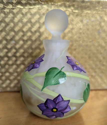 Okra art glass perfume bottle - art,