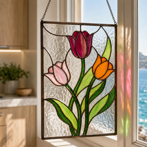 Tulip stained glass - stained, suncatcher