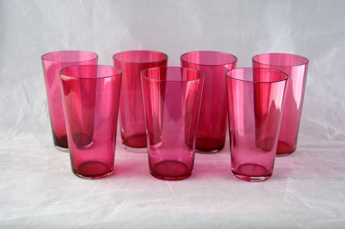 Vintage cranberry glass - glass, x7