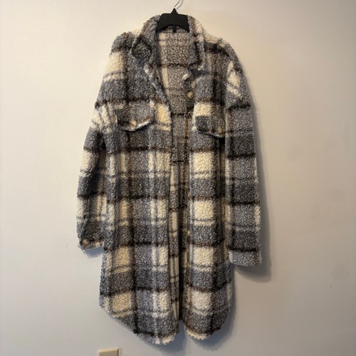 Plaid teddy shacket coat - shacket,