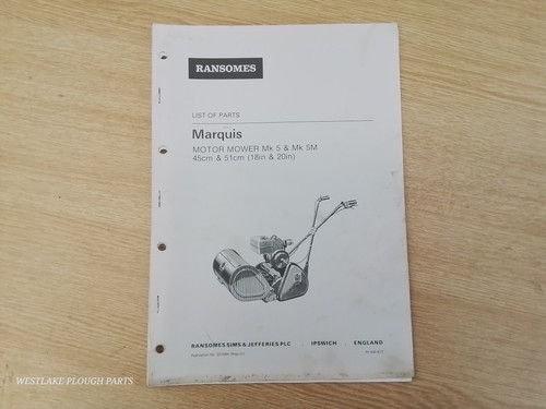 Ransomes parts list marquis - parts,