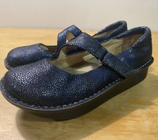 Alegria Dayna Blue Shimmer Pebble Mary Jane Leather Sandals Size UK 5