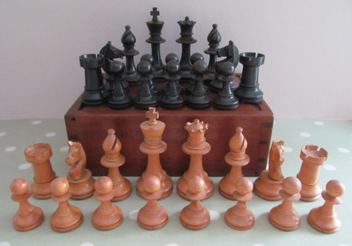 Vintage antique wooden chess - vintage,