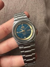 Vintage Orient Crystal 21 Jewels Automatic Men’s Blue Dial DayDate EM5G-00