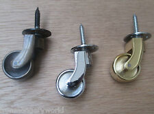 SOLID BRASS VINTAGE OLD TRADITIONAL SCREW IN  CASTOR SWIVEL WHEEL CASTER