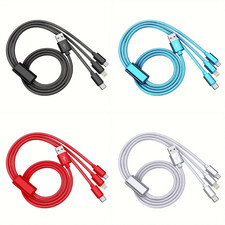 3-in-1 USB-C Charging Cable Fast Phone For iPhone Galaxy Google Xiaomi Micro Nylon
