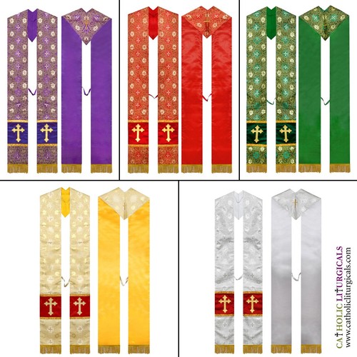 Set cut priest stoles - 5, v-cut