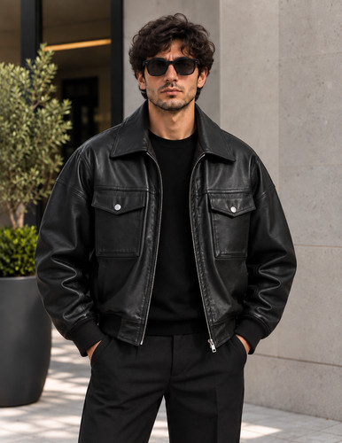 Men black genuine leather - men's,