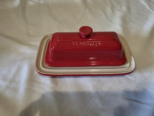 Creuset butter dish - dish, cerise