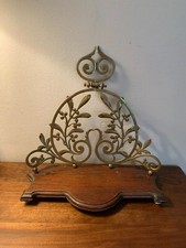 Antique brass stand, mahogany