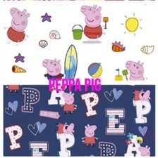 Cotton Fabric Peppa Pig George Letter Beach Blue Kids Crafts Sew Quilt 150cm