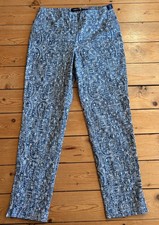 Robell Bella Women's Navy Pull-On Trousers Brocade Dark Blue Textured UK 10