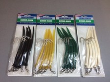Solvkroken Rubber Makk 12/0 Set 5 Piece Bycatcher Rubber Lures Green Black Yellow  