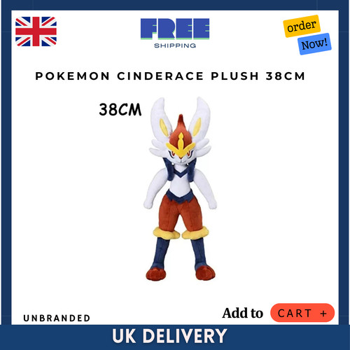 Pokemon cinderace plush 38cm - cinderace,