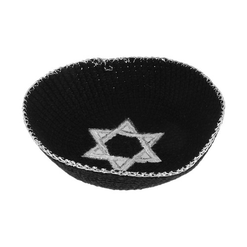 Knitted kippah star david - kippah:,