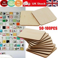 50Pcs Unfinished Blank Wood Square Shape Plain Coasters for DIY Craft/Pyrography