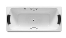 Roca Lun Plus Rectangular steel bath with antislip base 3.5 mm steel Grips Drop