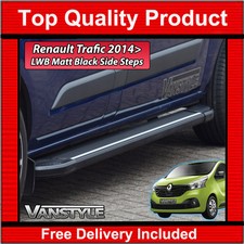 FITS RENAULT TRAFIC 14> BLACK SIDE STEPS LWB SIDE BARS RUNNING BOARDS ALUMINIUM
