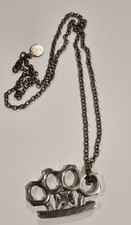 Silver Knuckle Duster Themed Necklace