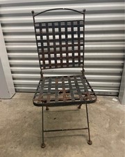 Vintage Antique Deco Patio French Bistro Metal Wrought Iron Folding Chair