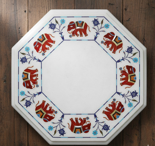 Octagonal white marble - octagonal, inlay