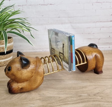 Wooden Carved Cat CD Holder
