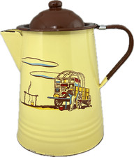 Monterrey Western Ware CHUCK WAGON COFFEE POT RARE 2 CLOUD Vintage Enamelware