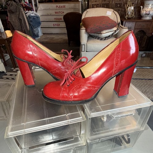 Women red leather wingtip - women's,