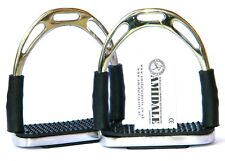 AMIDALE FLEXI SAFETY STIRRUPS HORSE RIDING BENDY IRONS JINN FLEXI POLISHED 4.75"