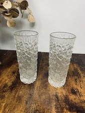 Pair of Vintage Goebel Charlottenhutte Ice Tree Bark Effect Vases 18cm Tall