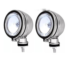 2 x 4" Clear Spotlight With White LED Chrome Halogen Car Fog Spot Foglights BNIB