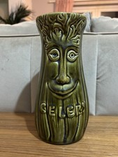 Vintage Sadler Double Sided Happy Sad Face Ceramic Celery Pot Vase Green