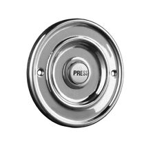 Round Door Bell Push Button Wired Chrome - Byron 2207P1BC Circular with Press