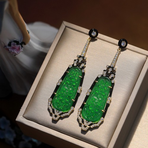 Earrings gold studs carved - earrings,